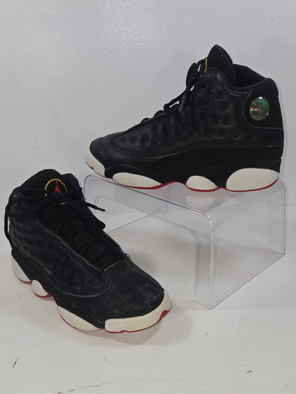 Air Jordan 13 Retro Playoffs Black Leather Nike Kids Sneakers 5½